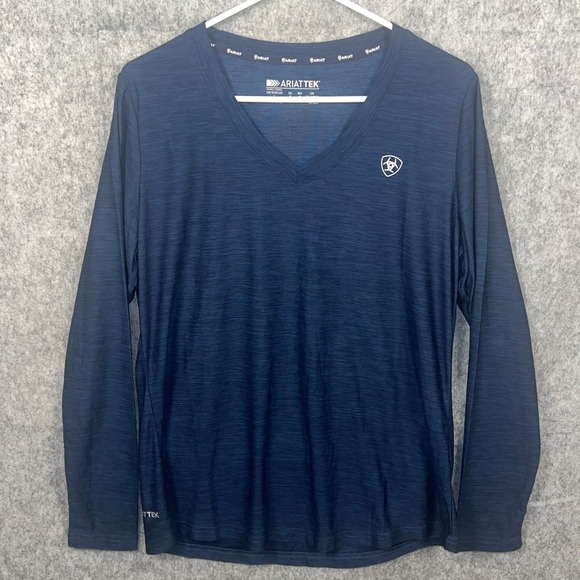 Ariat Tops - Ariat Laguna LS Top Womens Large Navy Blue Heathered V-Neck AriatTEK 10041608